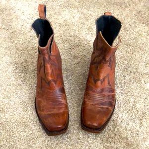 Real leather cowboy booties
